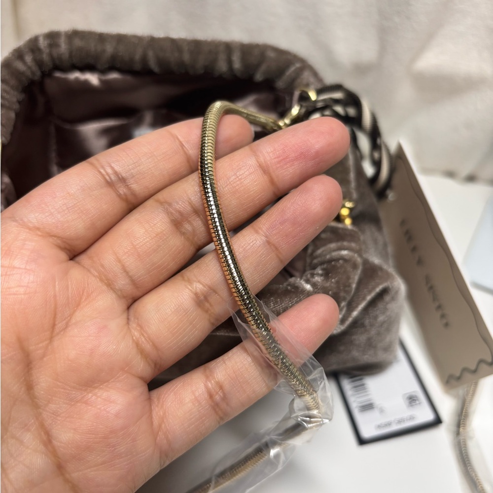 Gianni Bini x Lilly Sisto Virginia Velvet Clutch Crossbody Bag In Taupe - Picture 7 of 12
